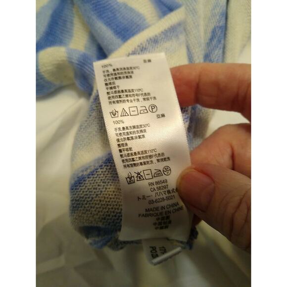 TOMMY BAHAMA Shibori Striped Print 100% Linen Sweater Top Size SP - Picture 10 of 11